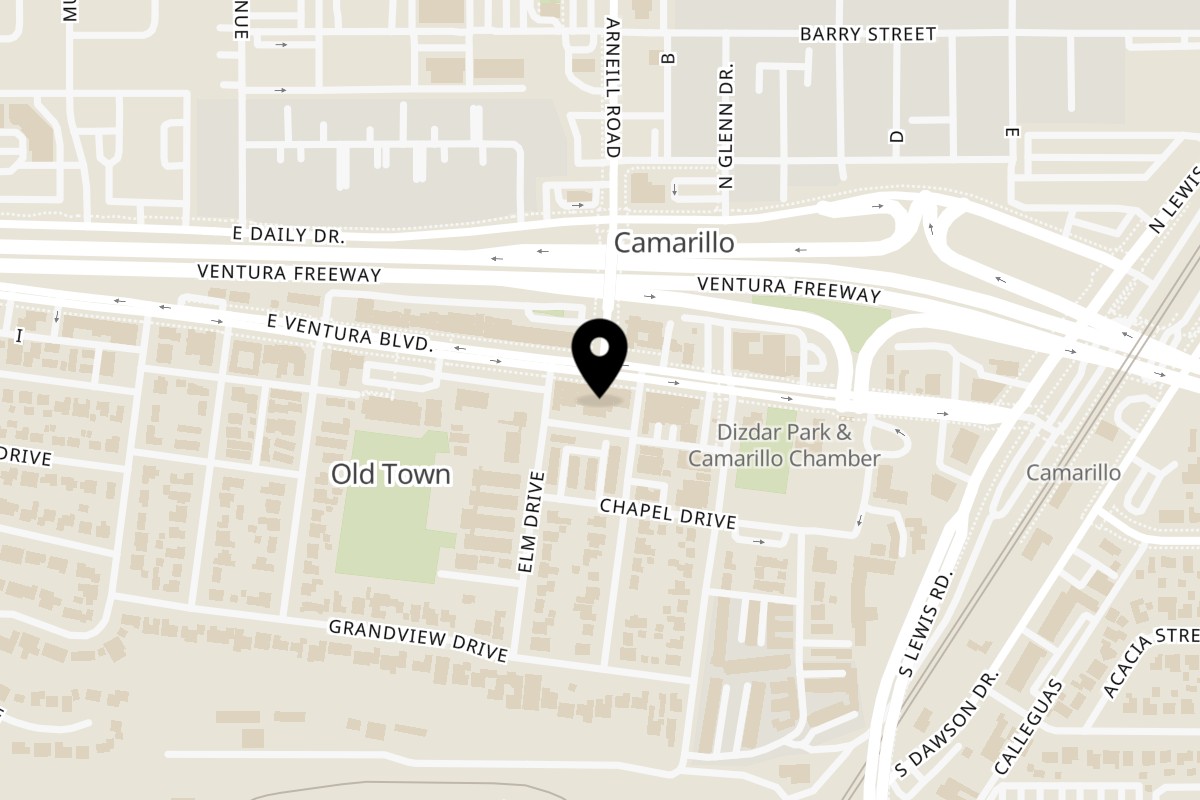 Map showing the location of El Rey Cantina on 2302 Ventura Blvd in Camarillo